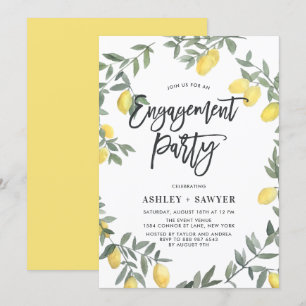 Invitation Boho Watercolor Lemon Fête d'engagement sur la cou
