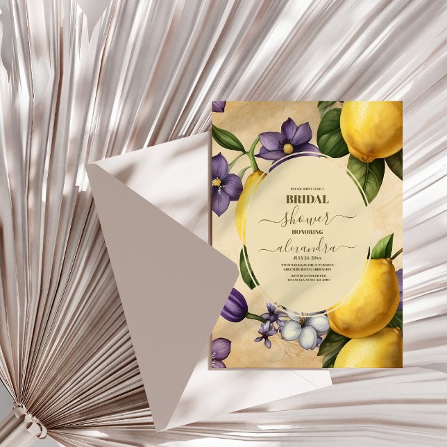 Invitation Boho Watercolor Lemon Fête des mariées (Créateur téléchargé)