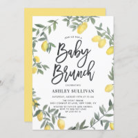 Boho Watercolor Lemon Wreath Baby shower Brunch