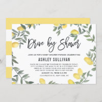 Boho Watercolor Lemon Wreath Drive Par Baby shower
