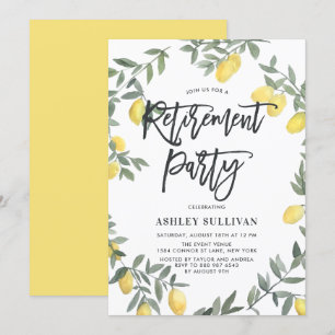 Invitation Boho Watercolor Lemon Wreath RetiParty