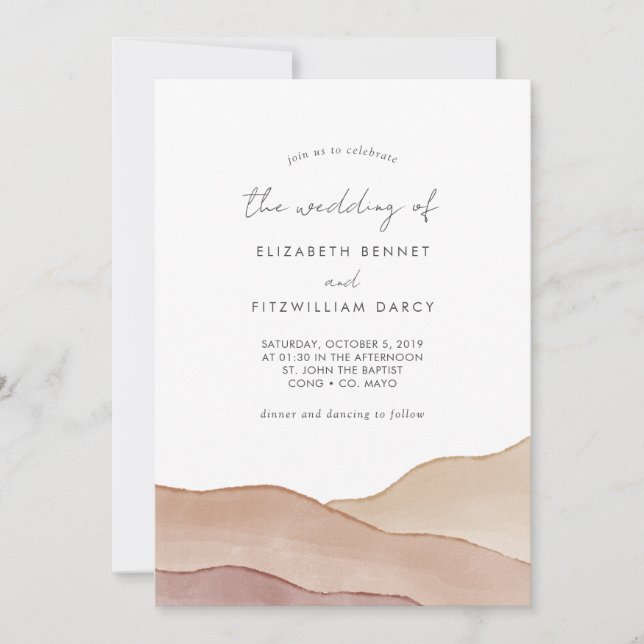 Invitation Boho Watercolor Mariage Abstrait de (Devant)