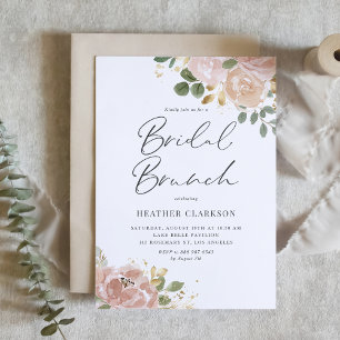 Invitation Boho Watercolor Mauve Peach Flowers Brunch nuptial