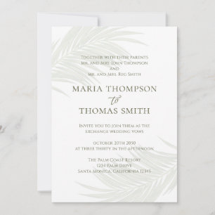 Invitation Boho Watercolor Palm Feuilles mariage élégant