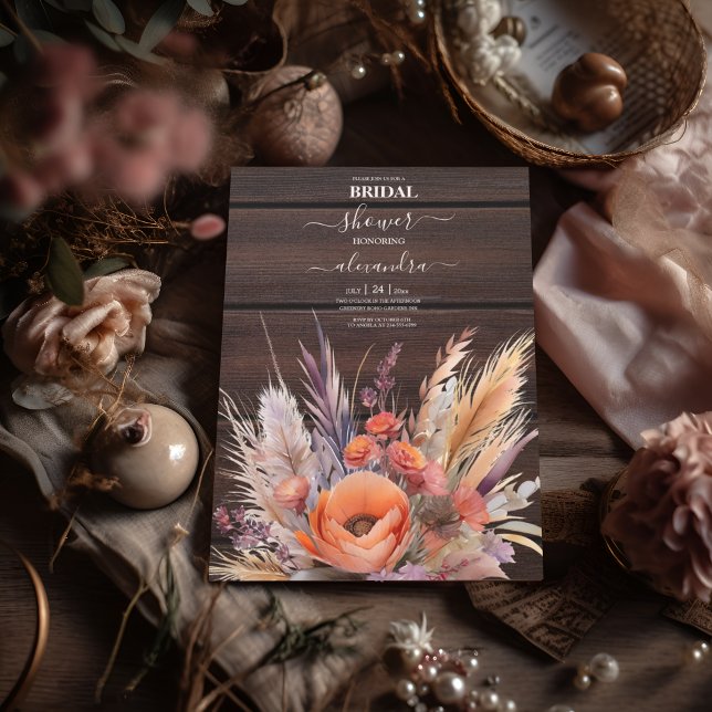 Invitation Boho Watercolor Pampas Grass Bride (Créateur téléchargé)