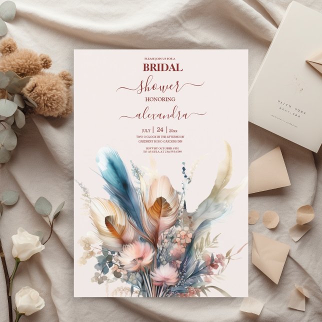 Invitation Boho Watercolor Pampas Grass Bride (Créateur téléchargé)