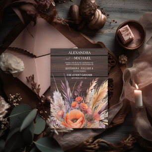 Invitation Boho Watercolor Pampas Grass Mariage