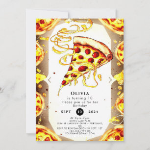 Invitation Boho Watercolor Pizza Anniversaire