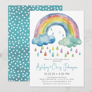 Invitation Boho Watercolor Rainbow Baby shower