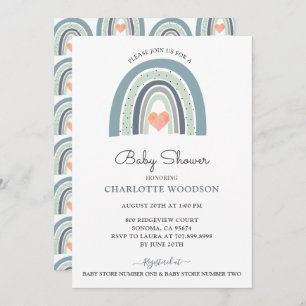 Invitation Boho Watercolor Rainbow Boy Baby shower
