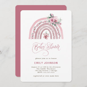 Invitation Boho Watercolor Rainbow Girl Baby shower