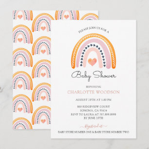 Invitation Boho Watercolor Rainbow Girl Baby shower