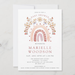 Invitation Boho Watercolor Rainbow Sunshine Baby shower