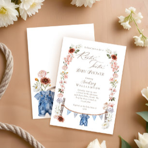 Invitation Boho Watercolor Western Little Cowboy Baby shower