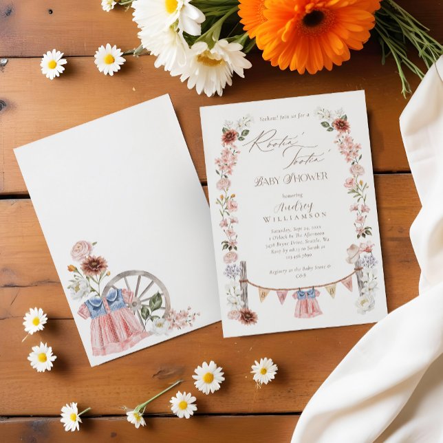 Invitation Boho Watercolor Western Little Cowgirl Baby shower (Boho Watercolor Western Little Cowgirl Baby Shower Invitation)