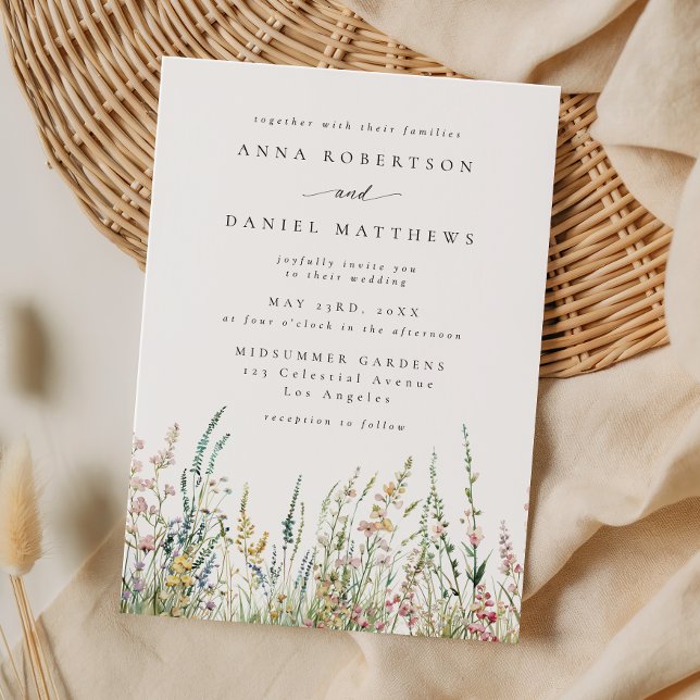 Invitation Boho Watercolor Wildflower Field Wedding (Créateur téléchargé)