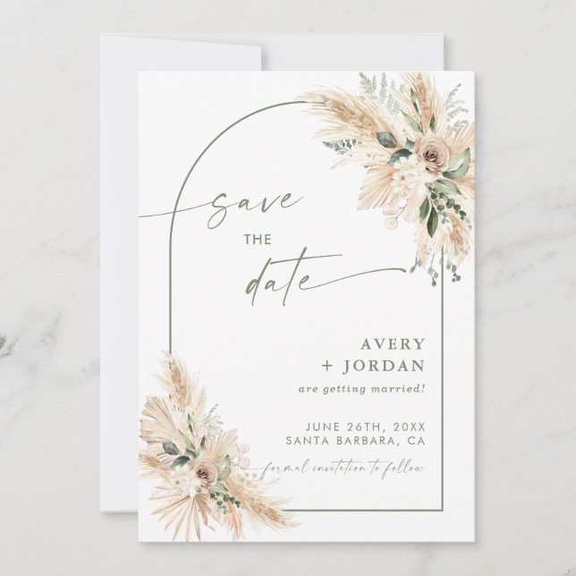 Invitation Boho Wedding Enregistrer l'Invitation de date | Pa (Devant)