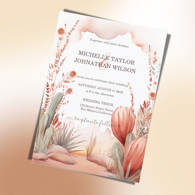 Invitation Boho Western Canyon Mexicain Cactus Desert (boho mexican desert weding)