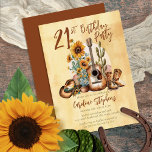 Invitation Boho Western Guitar Sunflowers 21e fête d'annivers<br><div class="desc">Présentez notre enchanteresse Boho Western Guitar et Sunflowers Invitation anniversaire! Préparez-vous à embrasser le charme rustique et les vibes d'esprit libre d'une célébration qui combine le meilleur de l'esthétique bohème et occidentale. Ce design captivant est parfait pour ceux qui recherchent une expérience d'anniversaire unique et mémorable. Au coeur de cette...</div>