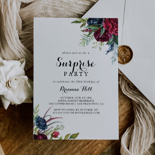 Invitation Boho Whimsical de luxe Floral Surprise Party