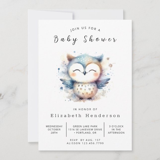 Invitation Boho Whimsy Owl Baby shower (Devant)