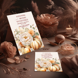 Invitation Boho White and Gold Parties scintillant Citrouille