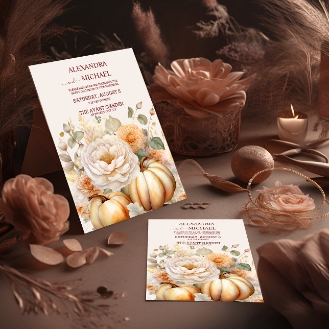 Invitation Boho White and Gold Parties scintillant Citrouille (Créateur téléchargé)