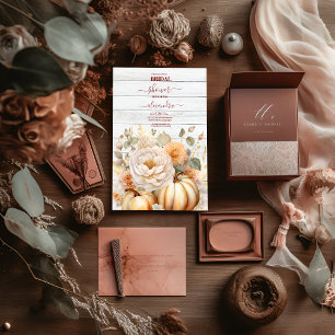 Invitation Boho White et Gold Parties scintillant Citrouilles