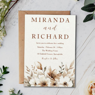 Invitation Boho White Floral Arrangement minimaliste Mariage