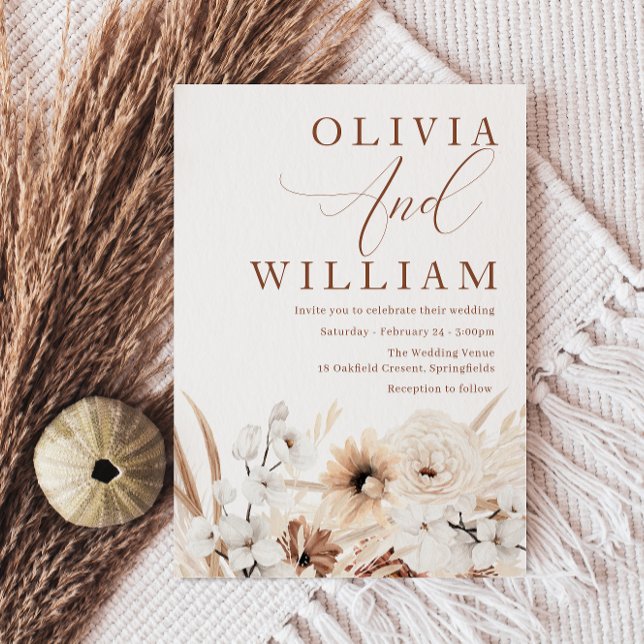 Invitation Boho White Floral Arrangement Moderne Mariage (Créateur téléchargé)