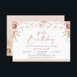 Invitation Boho White Orchards Palm Leaf 30e anniversaire<br><div class="desc">Boho White Orchards Palm Leaf 30e anniversaire Invitation Cette invitation florale bohème de 30ème anniversaire présente un agencement fleuri de verger à dominante blanche et rousse avec une touche de feuilles de palmiers et un rose de style chou. Cette invitation à l'anniversaire fleuri de saumons boho est idéale pour ceux...</div>