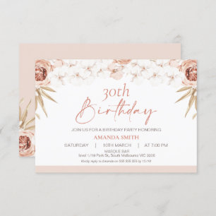 Invitation Boho White Orchards Palm Leaf 30e anniversaire