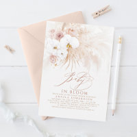 Boho White Orchidées Bloom Pampas Grass Baby showe