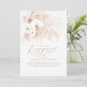 Invitation Boho White Orchidées Pampas Grass Engagement Party