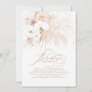 Invitation Boho White Orchidées Pampas Grass Fête des mariées