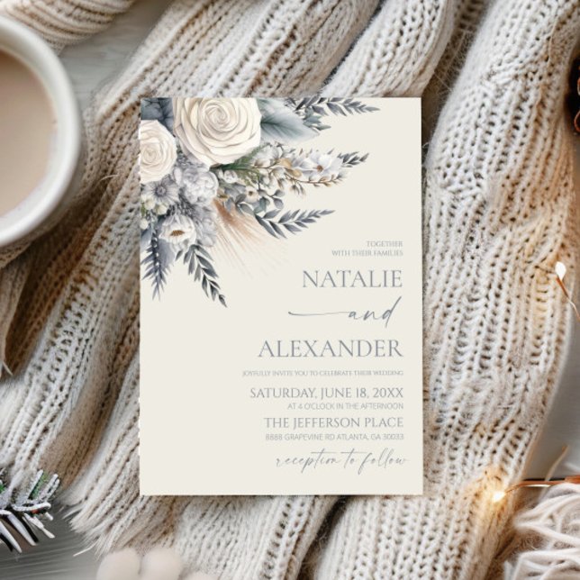 Invitation Boho White Rose Floral Mariage Jardin (Créateur téléchargé)