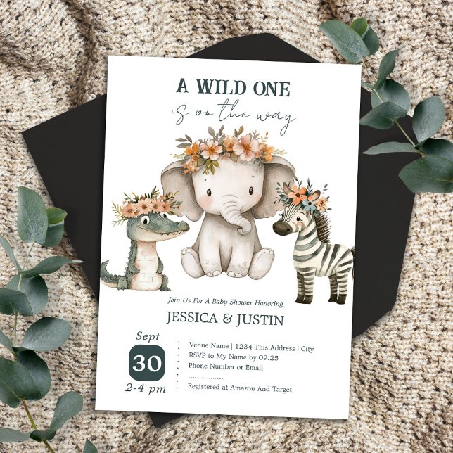 Invitation Boho Wild One Fête de Naissance Florale (Créateur téléchargé)