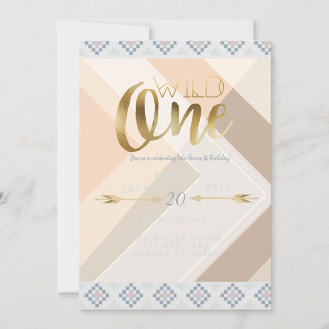 Invitation Boho Wild One | Première fête d'anniversaire (Devant)