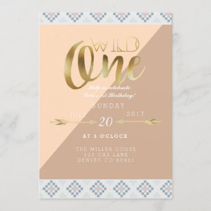 Invitation Boho Wild One   Première fête d'anniversaire
