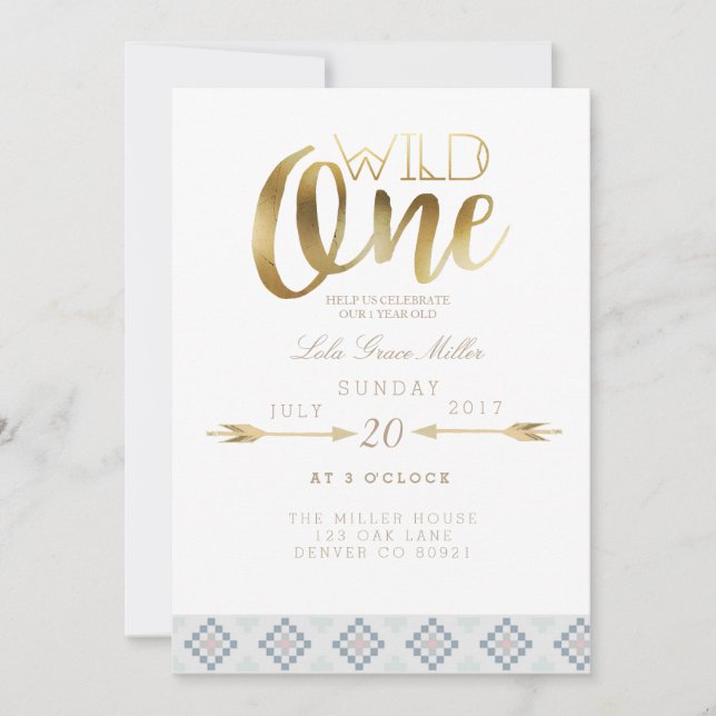 Invitation Boho Wild One | Première fête d'anniversaire (Devant)