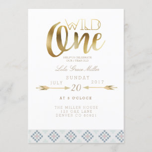 Invitation Boho Wild One   Première fête d'anniversaire