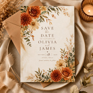 Invitation Boho Wild Terracotta Garden Save the Date