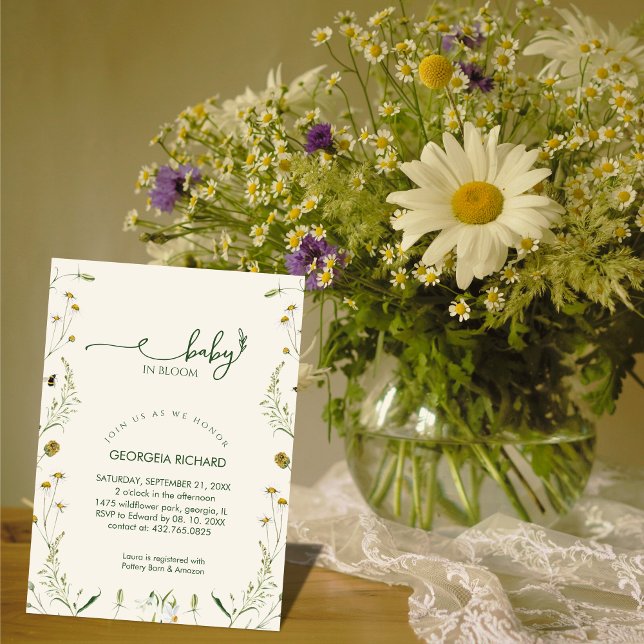 Invitation Boho Wildflower Baby in Bloom Baby Shower  (Créateur téléchargé)