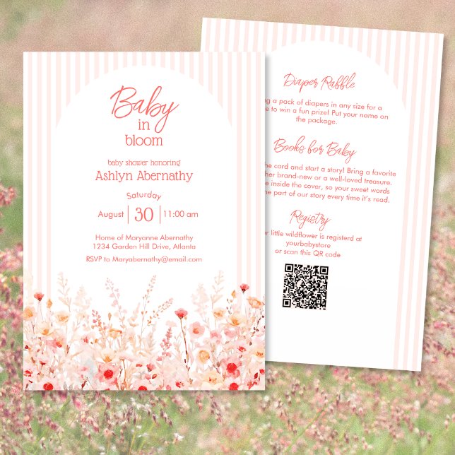 Invitation Boho Wildflower Baby in Bloom Complete Baby Shower (Créateur téléchargé)