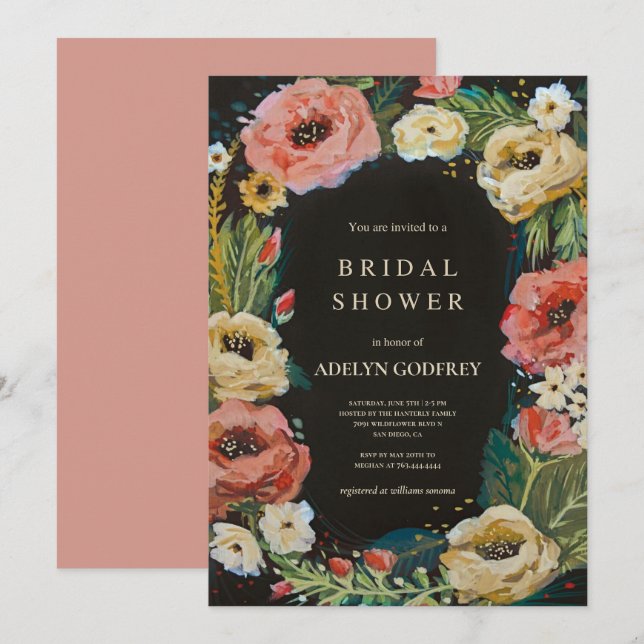 Invitation  Boho Wildflower Bridal Shower (Devant / Derrière)