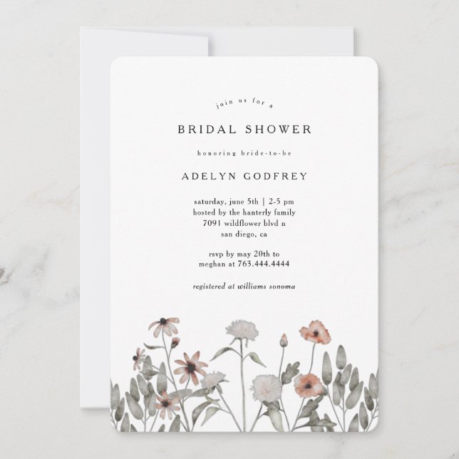 Invitation Boho Wildflower Bridal Shower (Devant)