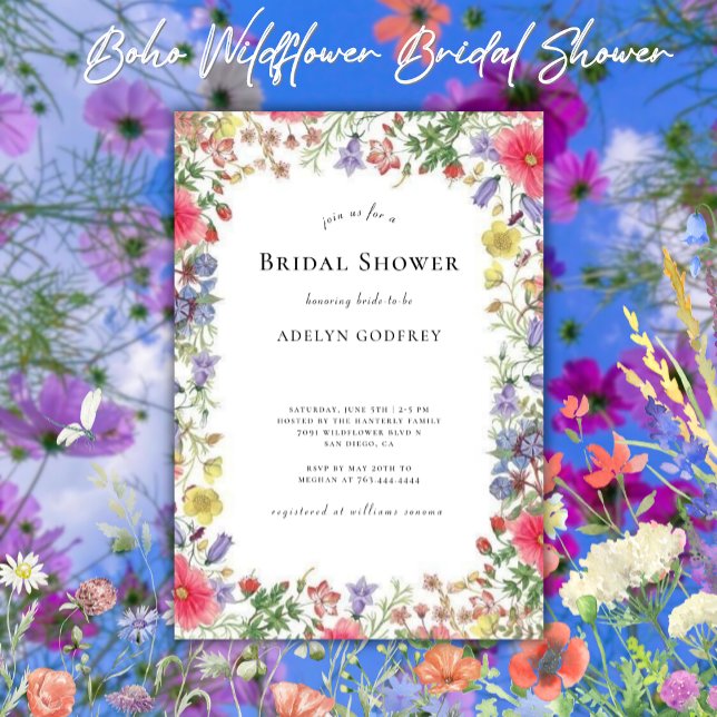 Invitation Boho Wildflower Bridal Shower  (Créateur téléchargé)