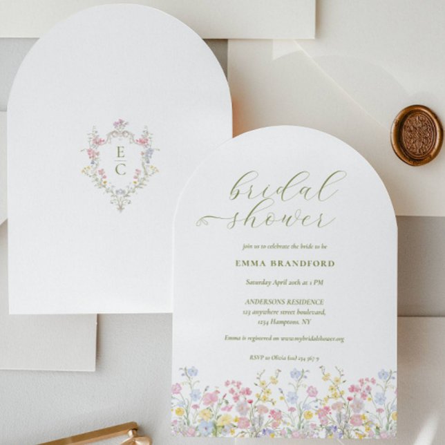 Invitation Boho Wildflower Elegant Bridal Shower  (Créateur téléchargé)