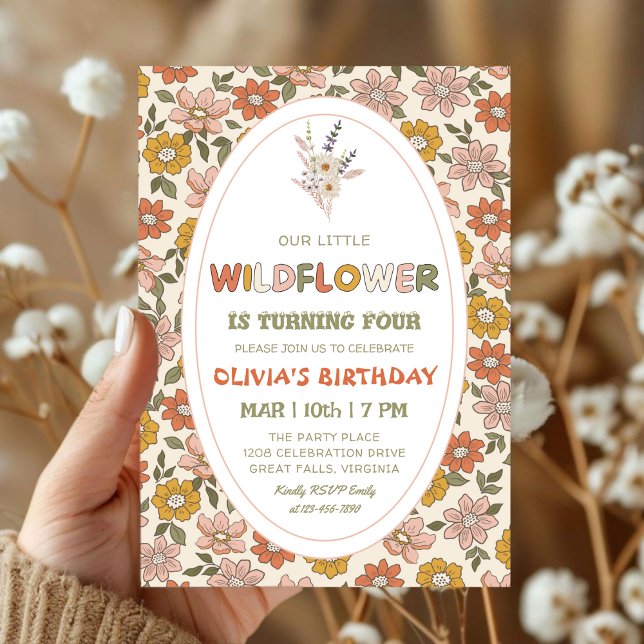 Invitation boho Wildflower for girl Birthday (Créateur téléchargé)