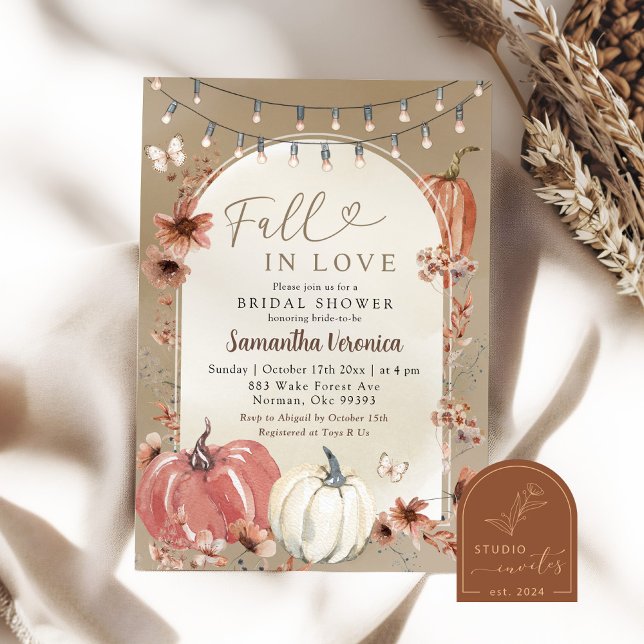 Invitation Boho Wildflower Pumpkin Automne Amour Enterrement  (Créateur téléchargé)